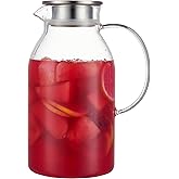 Karafu 81 Ounces/2.4 Liter Glass Pitcher with Lid, Heat-resistant Water Jug for Hot/Cold Water, Ice Tea and Juice Beverage