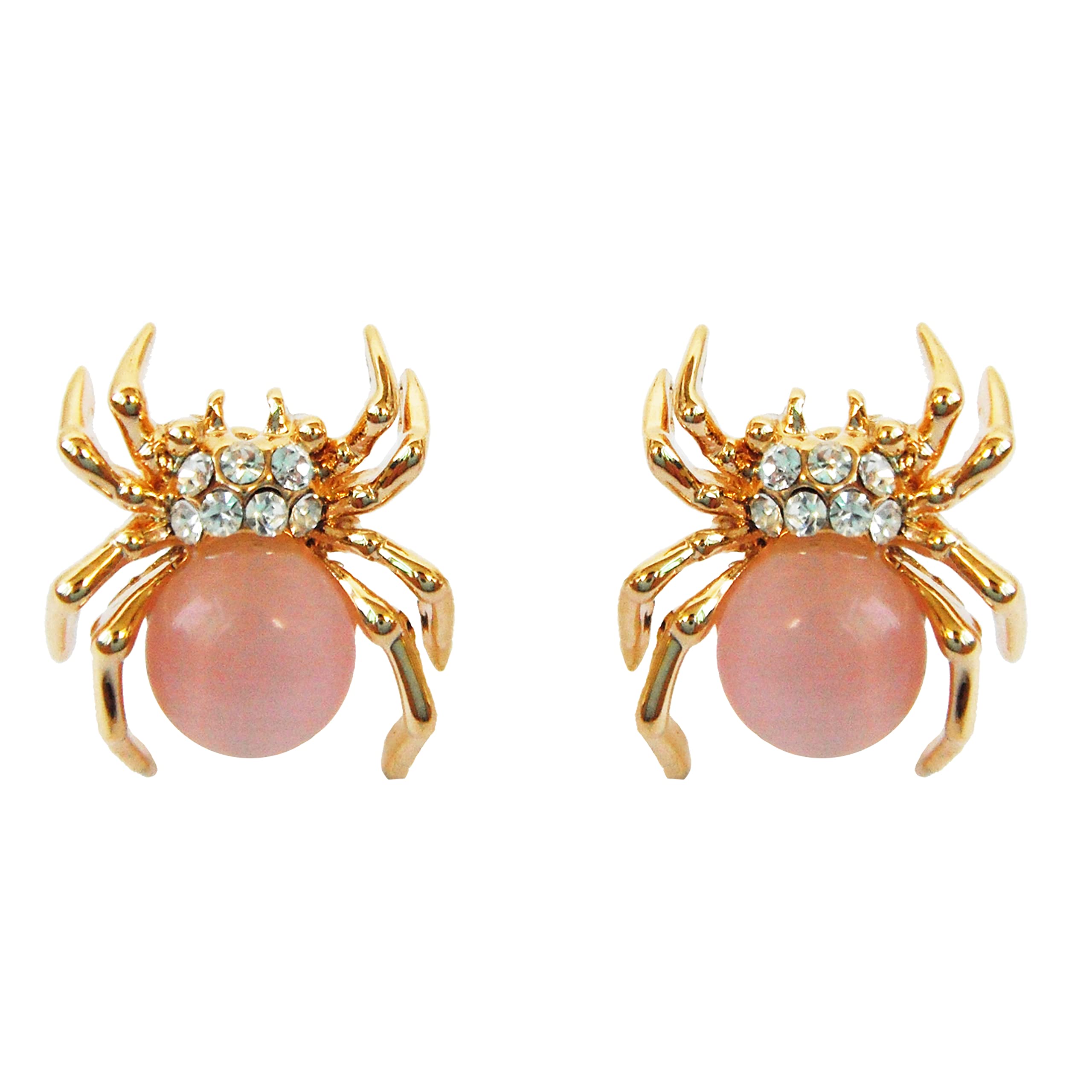 Navachi 18k Gold Plated Pink Opal Crystal Spider Az2404s Ear Stud Earrings