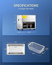CREWORKS 3L Ultrasonic Cleaner, 0.8 gal Digital