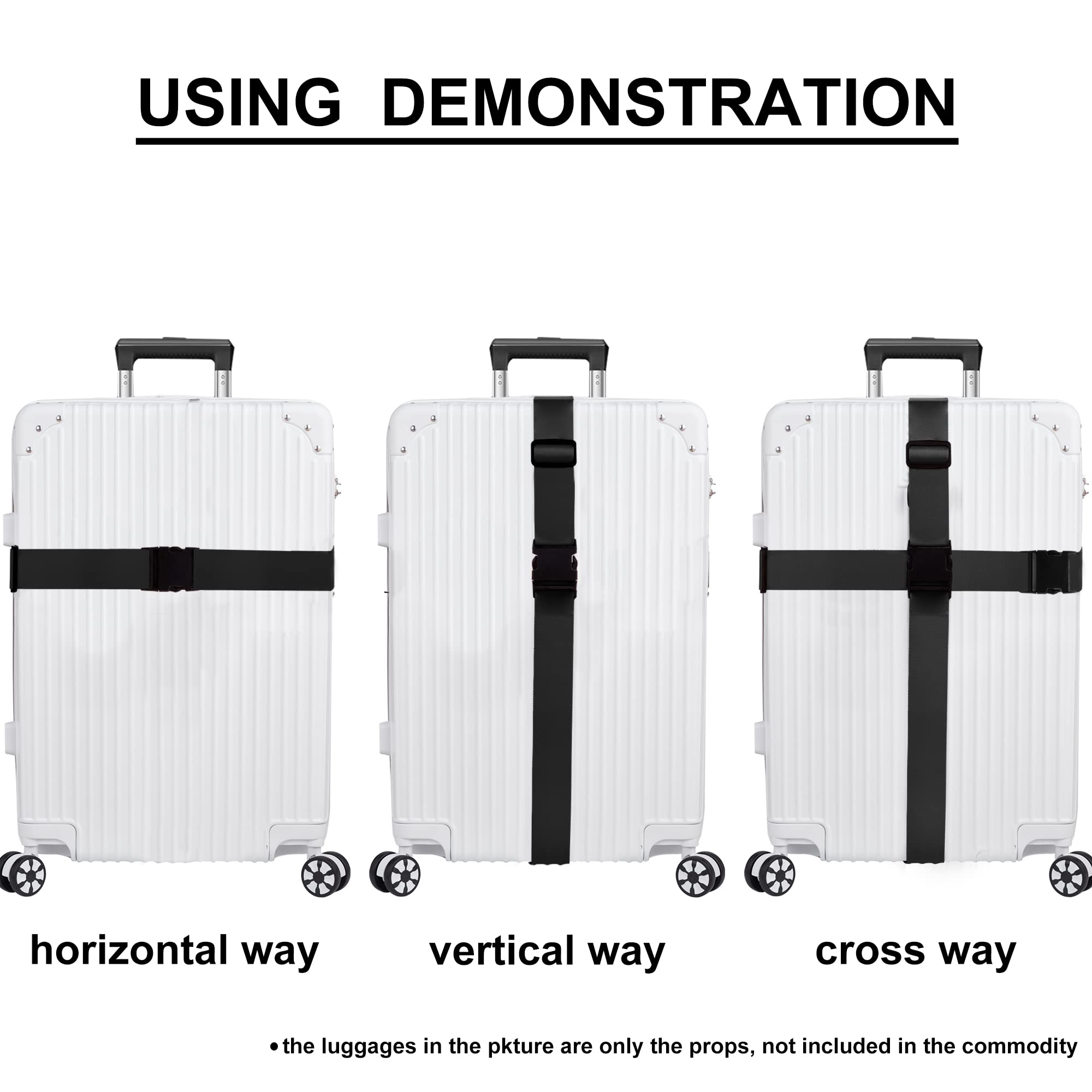 Luggage Straps for Suitcases TSA Approved Travel Belt 4 Pack by Chelmon (Black)