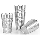 AGH 4 Pack Stainless Steel Cups for Kids, Metal 15oz Double Layer Insulated Cup, Reusable Stackable Cup for Party Outdoor (Matte Silver)