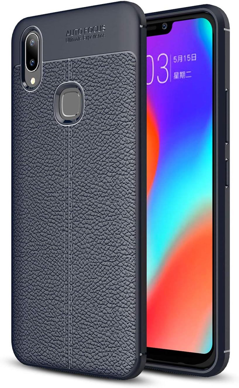 SsHhUu Case for VIVO Y83 Pro Soft TPU Silicon PU Leather Anti-Scratch Shock Absorption Ultra Thin Stylish Cover with Stylus Pen & Kickstand for VIVO Y83 Pro 2018 (6.22") Navy Blue