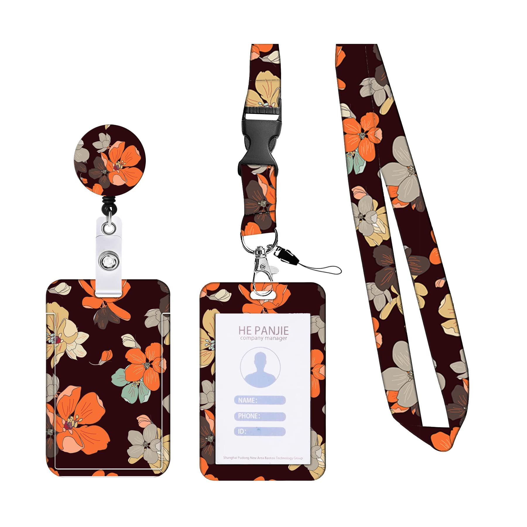 1Pcs Lanyard Card Holder, Card Holder for Lanyard, Lanyard with Card Holder, Lanyards for Neck and Card Holder, Lanyard for Id Card Key Tickets, Office School Supplies, Brown