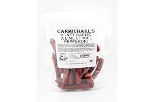 Carmichael's Pepperoni Sticks, 300g Resealable Bag, Gluten Free High Protein Meat Snack, Made in Canada - Honey Garlic