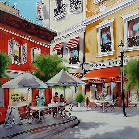 Cafe Break By Brent Heighton 12x12 Inches Decorative Ceramic