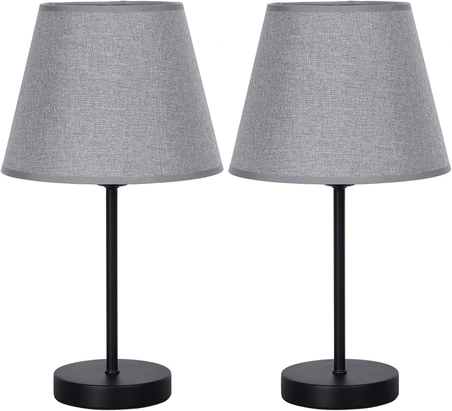 HAITTAL Small Table Lamps - Vintage Bedside Nightstand Lamps Set of 2 for Bedroom, Office, Dorm Room, Grey