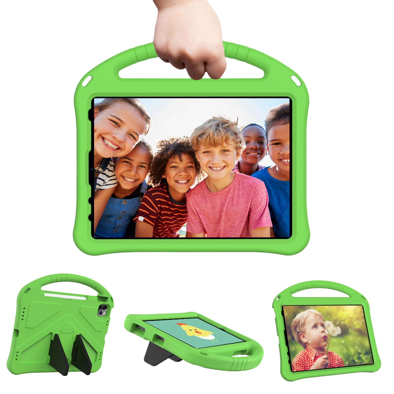 Tading iPad 10th Gen Kids Case, 10.9 Inch Shockproof Handle Stand - Green