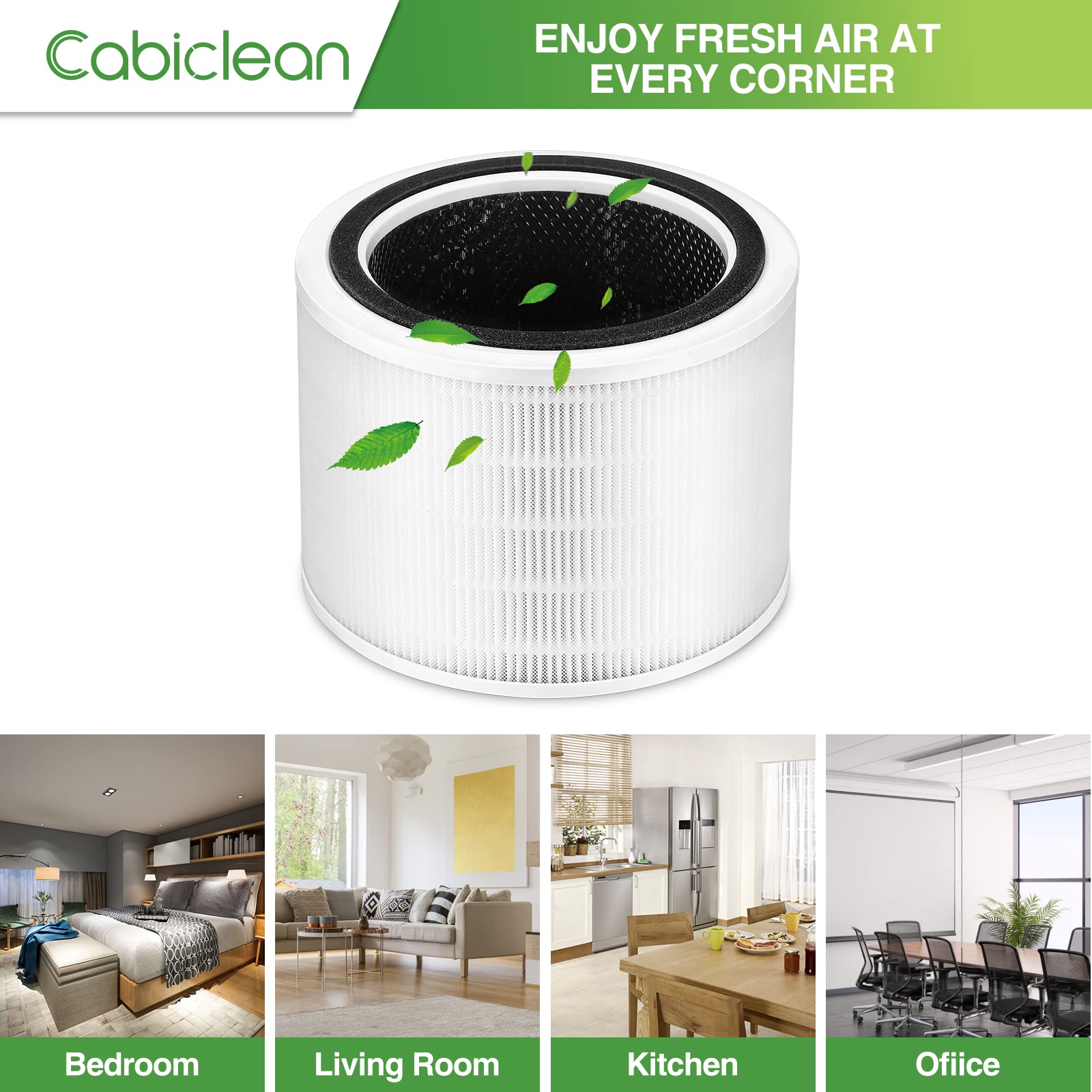 Cabiclean 2 Pack Core 200S Replacement Filter, Compatible with LEVOIT Core 200S Smart WiFi Air Purifier, 3 Stages Ture HEPA Filter, Compare Part# Core 200S-RF, Core 200S-P