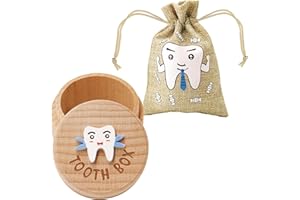 STSAIL Tooth Fairy Box 3D Carved Baby Tooth Fairy Tooth Holder Wooden Baby Tooth Box Tooth Boxes for Lost Teeth for Kids Dropped Tooth with Tooth Fairy Bag for Boy Girl Gifts (Boy)