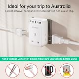 Aodeng UK to Australia 6-IN-1 Plug Adapter 2 USB Type I Shaver UK NZ AU view 5