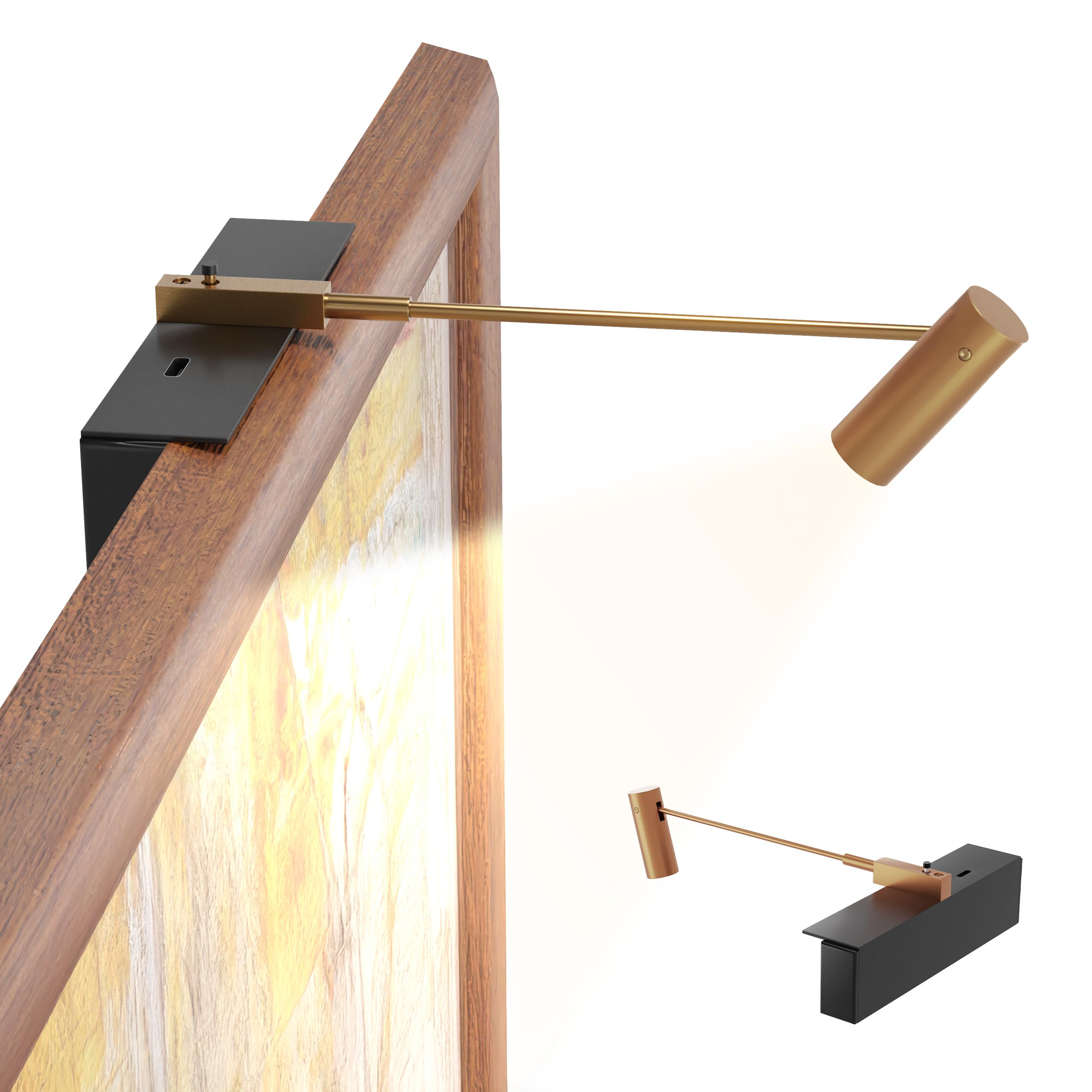 Photo 1 of Neatfi LED Art Light with Push Button Switch, Stepless Dimming, 3 Light Modes (3000-6000K), High CRI (96), Flexible Angle Adjustment, Battery-Powered with Stylish Metal Shade (Bronze, 11-inch)