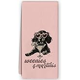 Bnzolyoia Dachshund Kitchen Dish Towels - Dachshund Gifts for Women, Wiener Dog Dachshund Kitchen Decor, Funny Weenies Martinis Hand Towels for Kitchen Decorative 16x24