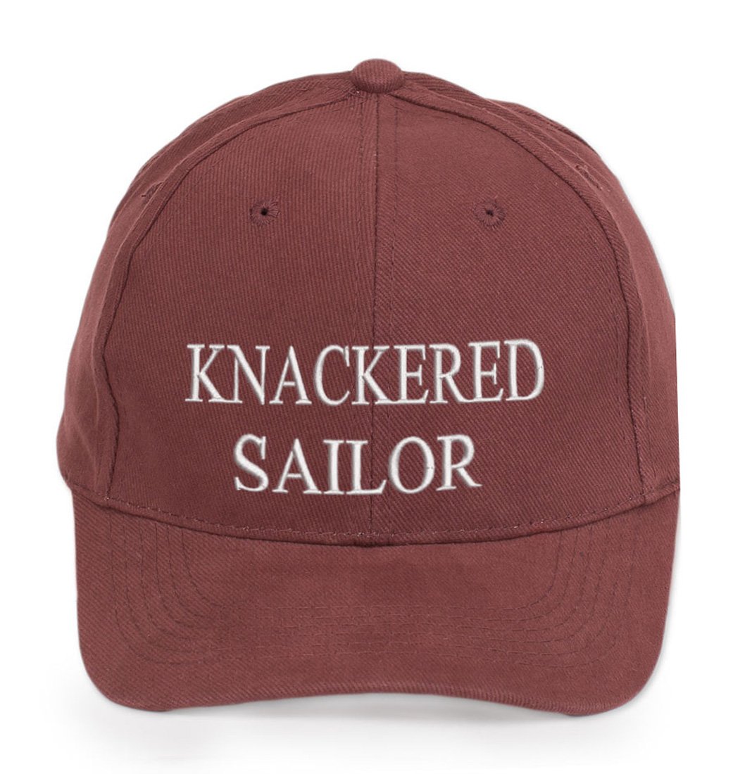 4sold Ancient Mariner, Captain Cabin Boy Crew First Mate Yachting Baseball Cap Inscription Lettering Maroon White (KNACKERED Sailor)