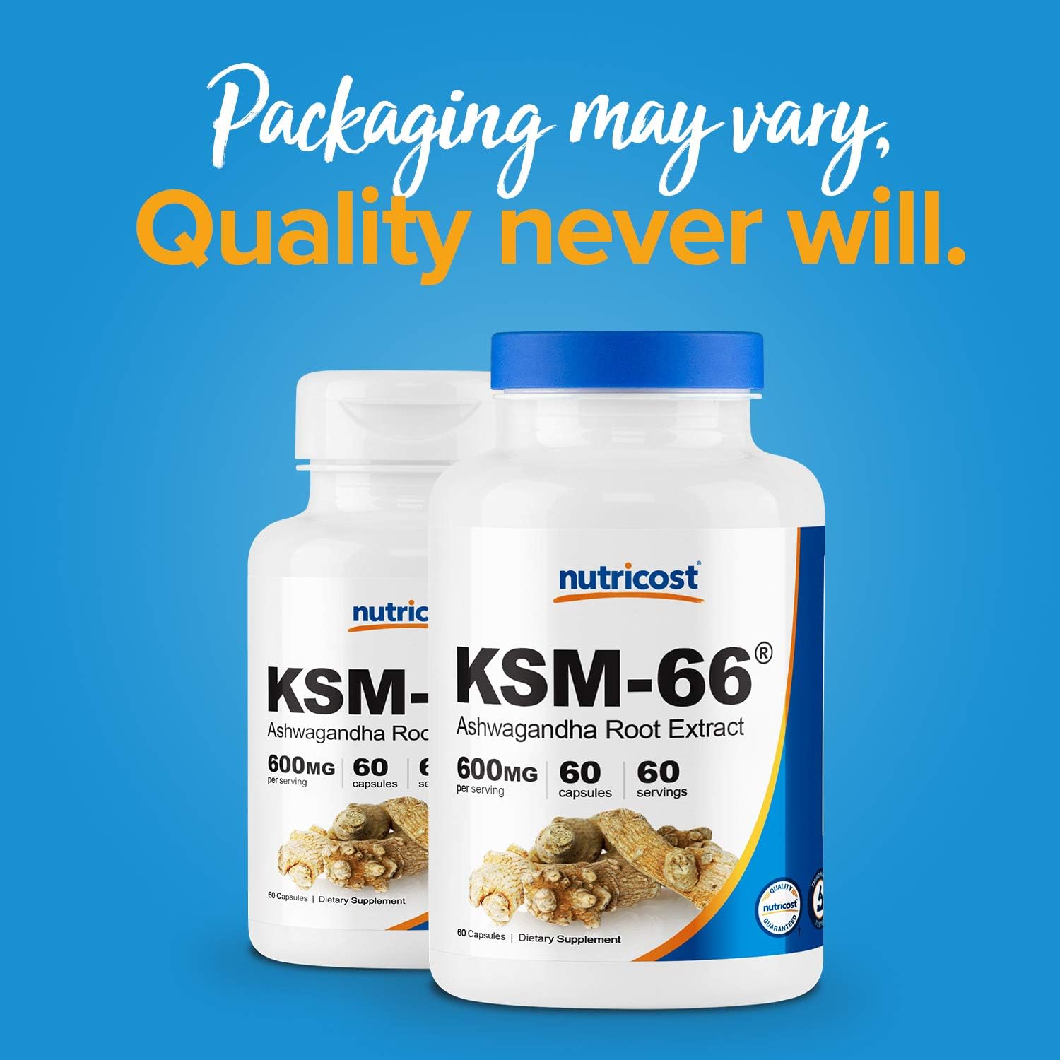 Nutricost KSM-66 Ashwagandha Root Extract 600mg, 60 Veggie Caps - High Potency 5% Withanolides - with BioPerine - Full-Spectrum Root Extract: Health & Personal Care