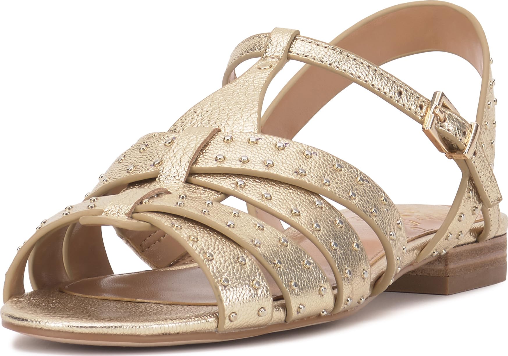 Vince Camuto Women’s Chaya Studded Gladiator Flat Sandal, Egyptian Gold, 8