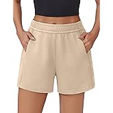 PINSPARK Athletic Sweat Shorts Women Elastic High Waisted Comfy Short Drawstring Casual Lounge Shorts with Pockets
