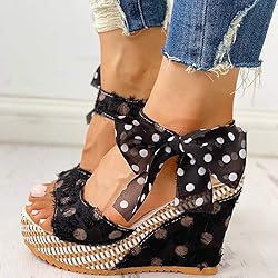 ZBYY Womens Wedge Sandals Open Toe Tie Lace Up