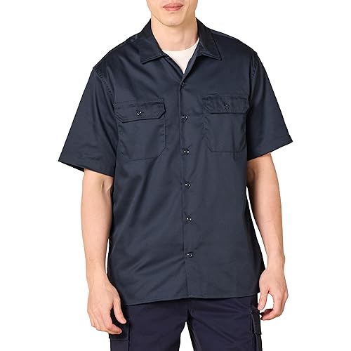 Amazon Essentials Dark Navy Button Up Shirt for Men, Short-Sleeve, Stain and Wrinkle-Resistant, X-Large
