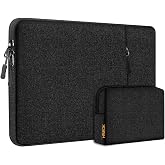 Hseok Laptop Case for MacBook Pro 14 inch with Pocket,Black | Compatible with 13.3 inch Mac HP Dell ASUS Lenovo Acer, Polyester Water-Resistant Computer Sleeve for Man &amp; Women