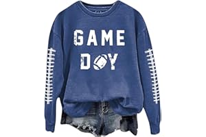Lroplie Game Day Football Sweatshirt For Women Football Mom Graphic Pullover Top Long Sleeve Crewneck Sweatshirt