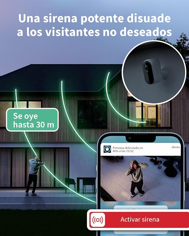 Essential 2 Camara Vigilancia WiFi Exterior + Panel Solar (3), HD, Camara Vigilancia WiFi Interior, Sensor de Movimiento, Alarmas Para Casa, Prueba Arlo Secure Incluida, 3 Cámaras, Blancas