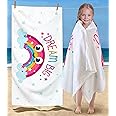 VOOVA & MOVAS Rainbow Beach Towel for Kids - Large Cotton Towel (28x57 inches,4-12yrs) for Boys, Girls, Ideal for Beach, Swim, Pool, and Bathroom - White Rainbow