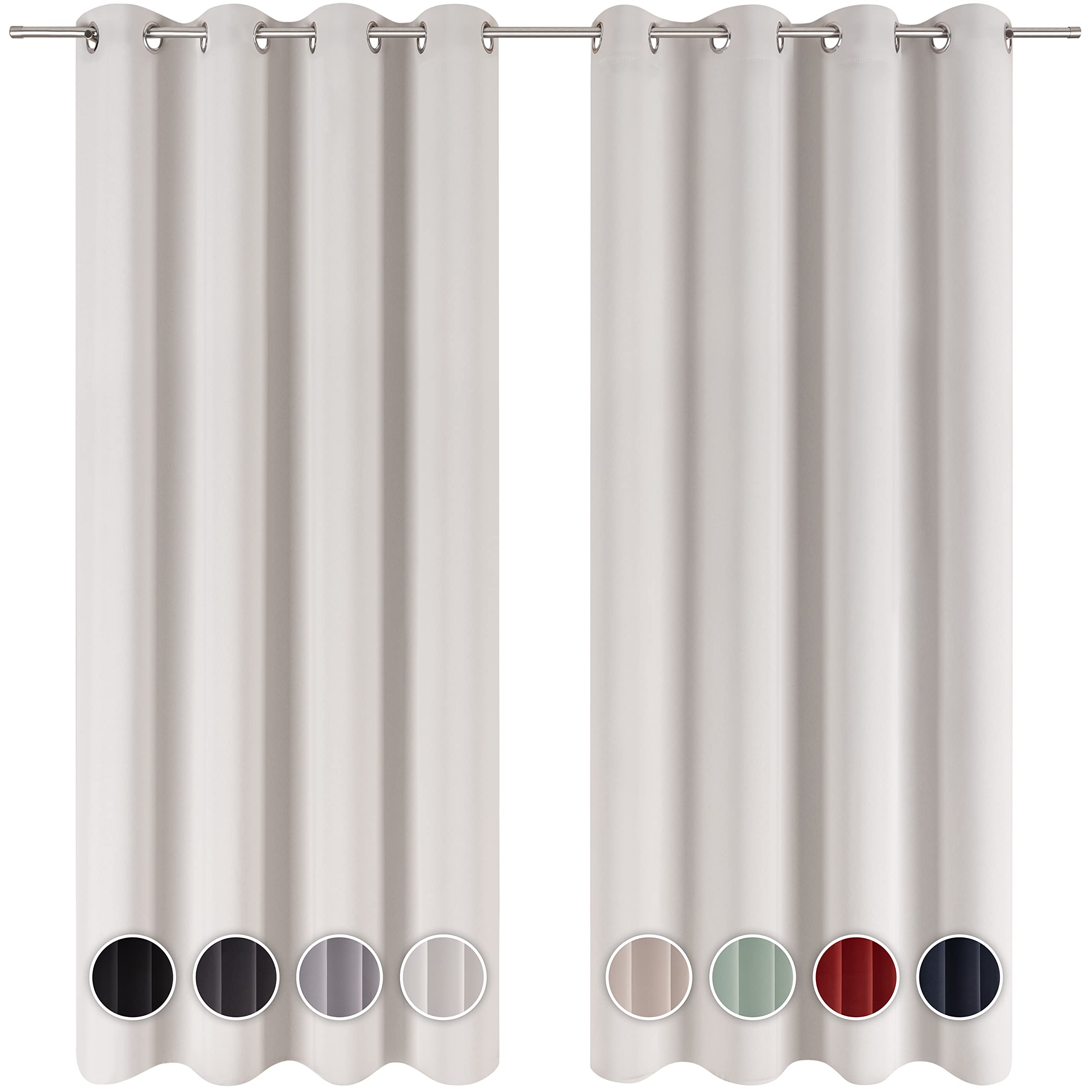 Blumtal Blackout Curtains - Set of 2 Eyelet Curtains - Easy Installation, Maximum Protection, Black Out for Bed and Living Room, Moonlight Grey, 132 x 215 cm (52″ x 85″)