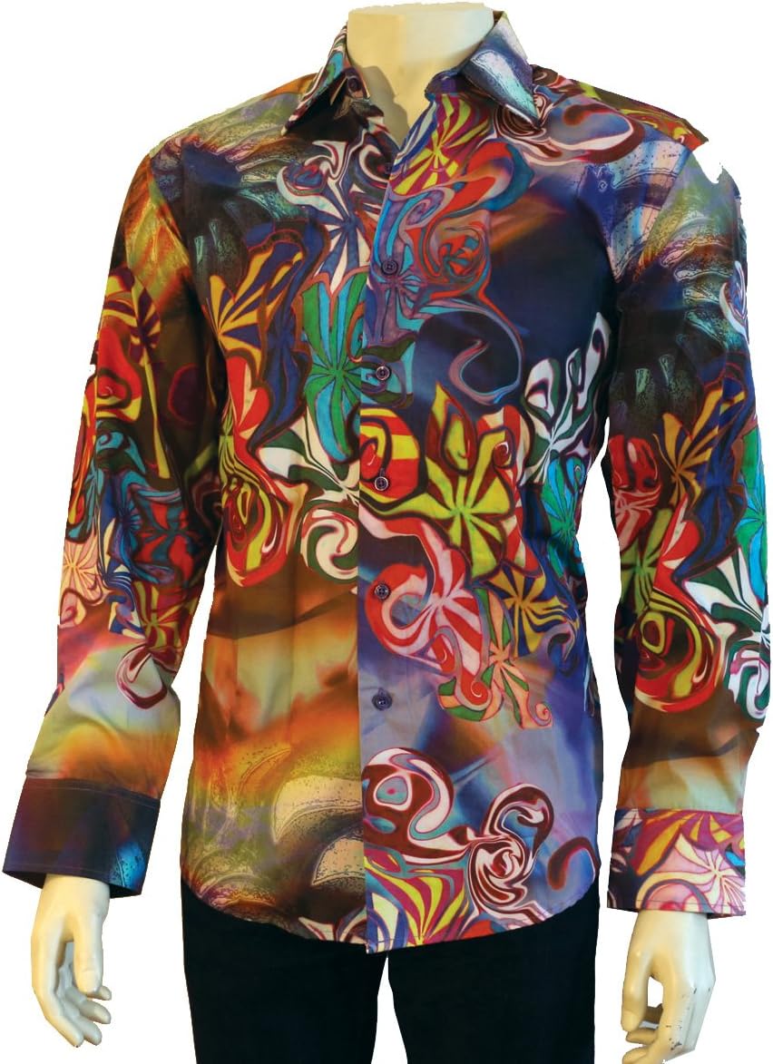 CDS Risen Men's 100% Cotton Digital Print Shirt 5052 Psychedelic