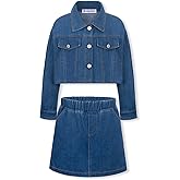 WELAKEN Denim Skirt Sets for Girls Kids & Teen (Jean Jacket + Mini Skirts) II Girl's Clothing Sets