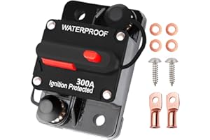 Tiwerlfe 300 Amp Circuit Breaker with Manual Reset Waterproof Inline Fuse for Car Boat Trolling Motor ATV Manual Power Protect for Audio System Fuse, 12V-48V DC
