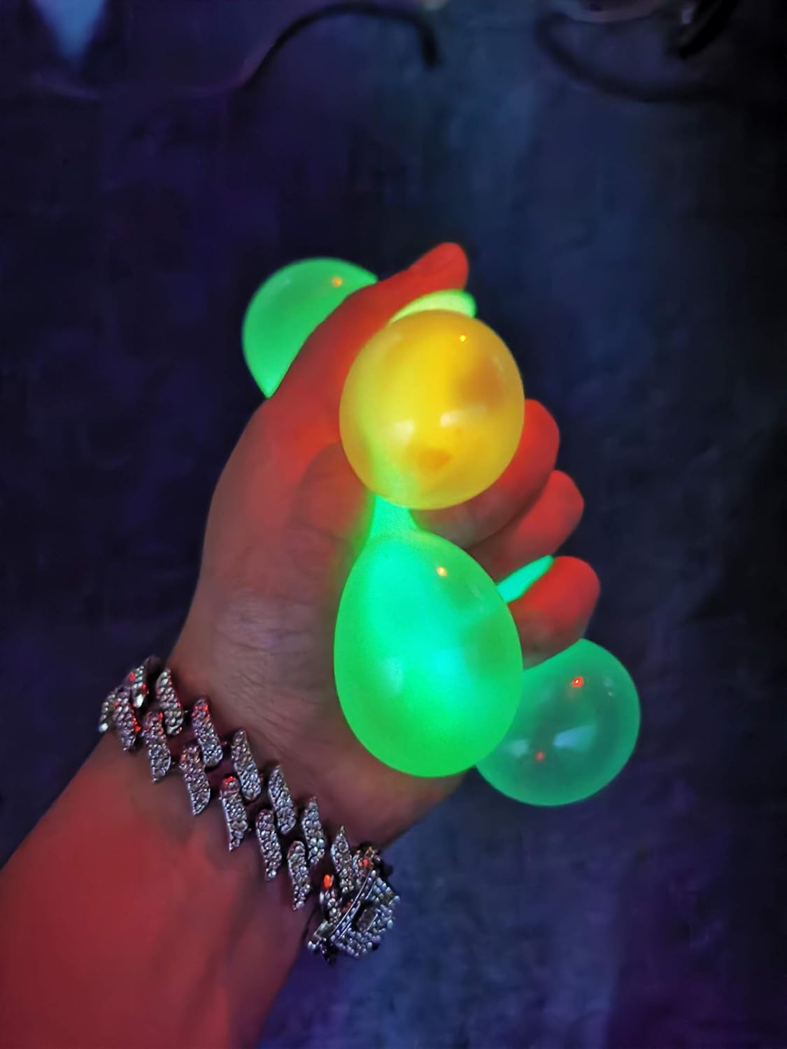 4 Pcs Fluorescence Squishy Sticky Balls for Kids, Luminescent Sticky Balls That Stick to Wall Stress Relief Toys for Kids and Adults Tear-Resistant, Non-Toxic, Fun Toy for ADHD, OCD, Anxiety: Health & Personal Care
