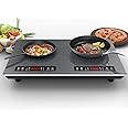 VBGK Double Induction Cooktop, 24 inch 4000W Electric cooktop with hot plate, induction stove top with LED Touch Screen 9 Levels Settings with Child Safety Lock & Timer 110V Induction cooktop 2 burner
