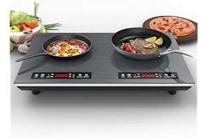 VBGK Double Induction Cooktop, 24 inch 4000W Electric cooktop with hot plate, induction stove top with LED Touch Screen 9 Levels Settings with Child Safety Lock & Timer 110V Induction cooktop 2 burner