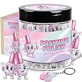 Positive Nail Polish Affirmation Jar, 60 Confidence Boost Notes for Teen Girls & Women, Cute Stuff for Teen Girls, Birthday Gifts & Valentines Day Gift Daughter, Grandaughter, Sister, Kids Girl