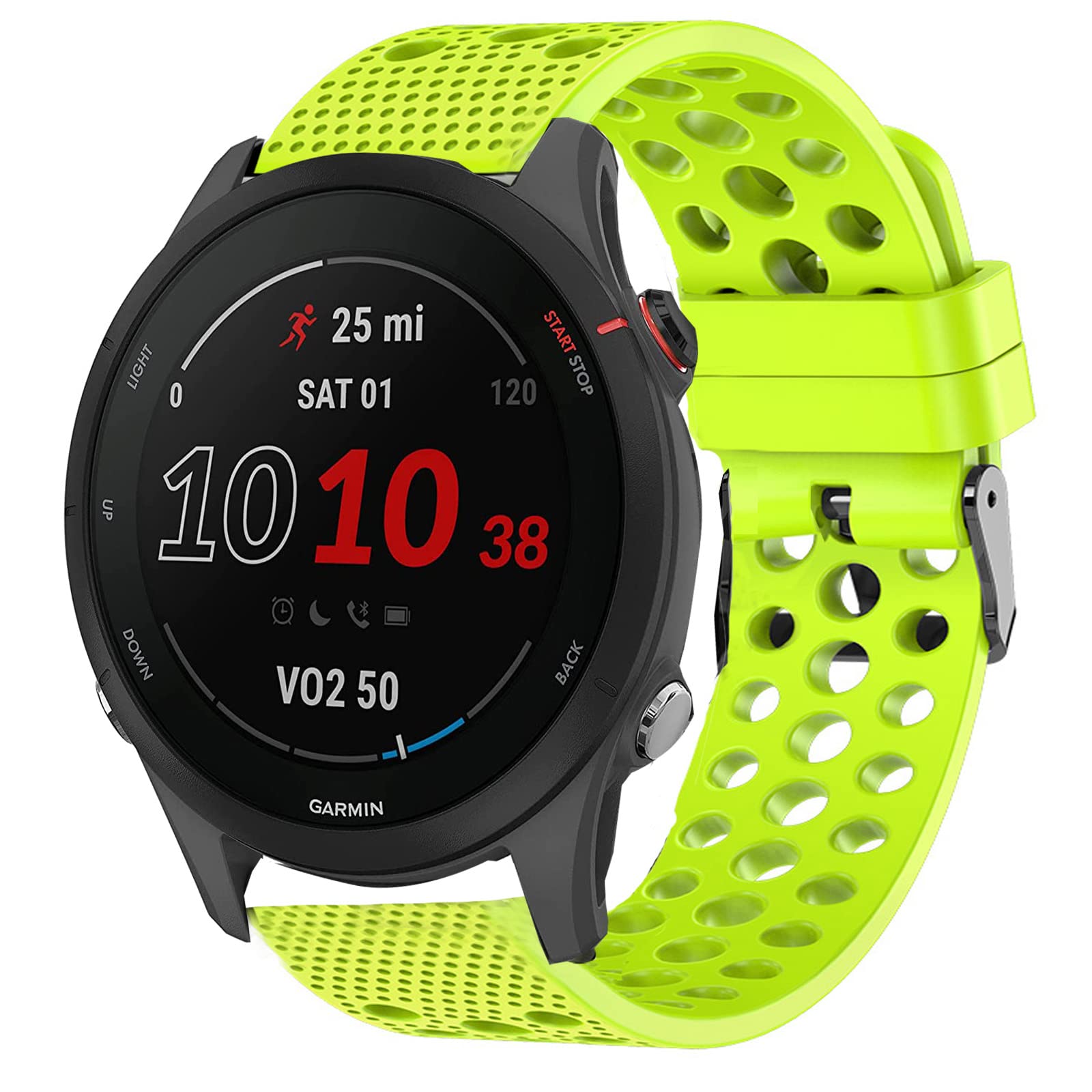 Compatible with Garmin Forerunner 255 Bands, onetuo Silicone Replacement Wristbands Sport Strap with Metal Buckle Compatible with Garmin 255 46mm Smartwatch (Green) — image 1