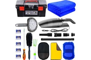 LIANXIN Car Cleaning Kit,Car Wash Kit,High Power Car Vacuum Car Interior Detailing Kit, with Microfiber Towels, Tire Brush, Wash Mitt,Sponge,Duster Brush Car Cleaning Tool