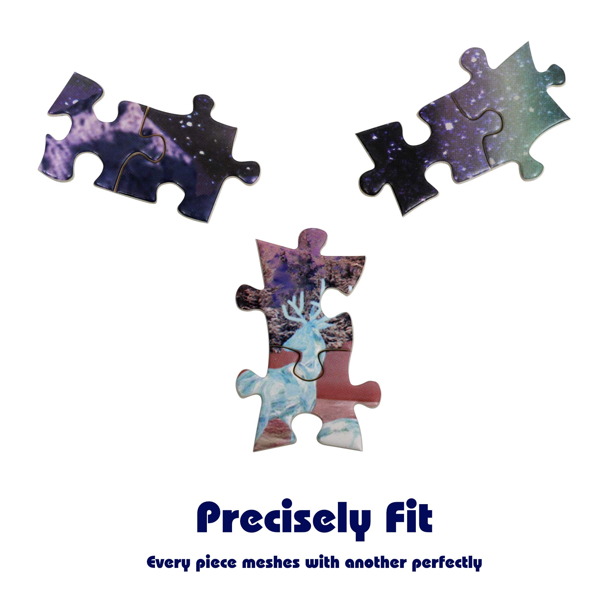 Lavievert Jigsaw Puzzles 1000 Piece Christmas Wonderland Puzzles for Adults - Snowy Night, Aurora, Christmas Tree, Snowman, Sleigh, Ice Sculpture & Milu Deer