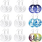 30Pcs Sublimation Blank Earrings Heat Transfer Sublimation Printing Wire Hooks Hollow Round Unfinished Wooden Dangle Teardrop Pendant w/Hooks for DIY Jewelry Making