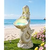 Nacome Solar Mermaids Birdbath Garden Decor: Outdoor Statues Ornaments for Outside Decorations Yard Art Lawn Porch Patio Balcony - Birthday Gifts for Mom Grandma Women Lover