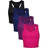 Geyoga 4 Pieces Basic Workout Crop Tank Tops Sleeveless Racerback Sport Tank Top for Women Yoga Running