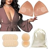 Double-Sided Sticky Bra Lift Inserts | Lightly Padded Push-Up Adhesive Bra for Large Bust | Reusable Insert Pads