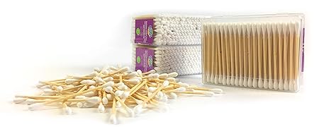 Home Point nachhaltige Wattestäbchen Holz und Baumwolle - 100% Wattestäbchen ohne Plastik - Pflegestäbchen - Ohrenstäbchen - 