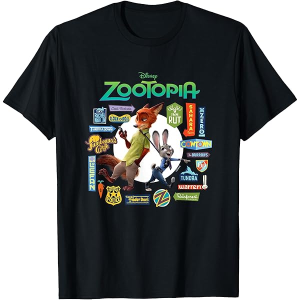 Amazon.com: Zootopia - Nick And Judy Signs T-Shirt