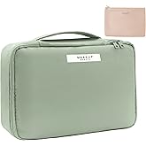 Queboom Travel Makeup Bag Cosmetic Bag Toiletry Bag for Women &amp; Men, Green | Lightweight Makeup Bag, Large Capacity, Inner Waterproof Lining, Portable for Travel, Business, Daily Use