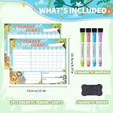 Thboxes 2 Packs Magnetic Reward Charts for Children 25.5x20.5 cm Cute Animals view 2