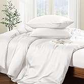 Horbaunal Tencel Lyocell Duvet Cover Queen Size 3 Piece - White Silky Cooling Duvet Cover Set for Hot Sleeper - Natural Eucalyptus Lyocell Fiber - Breathable & Ultra-Soft Bedding Set - 90" x 90"