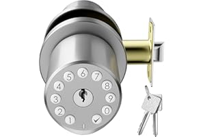 Keyless Indoor Door Knob with Keypad (One-Sided), Electric Coded Door Lock, 5s Auto-Lock, 4xAA Alkaline Batteries(NOT Include