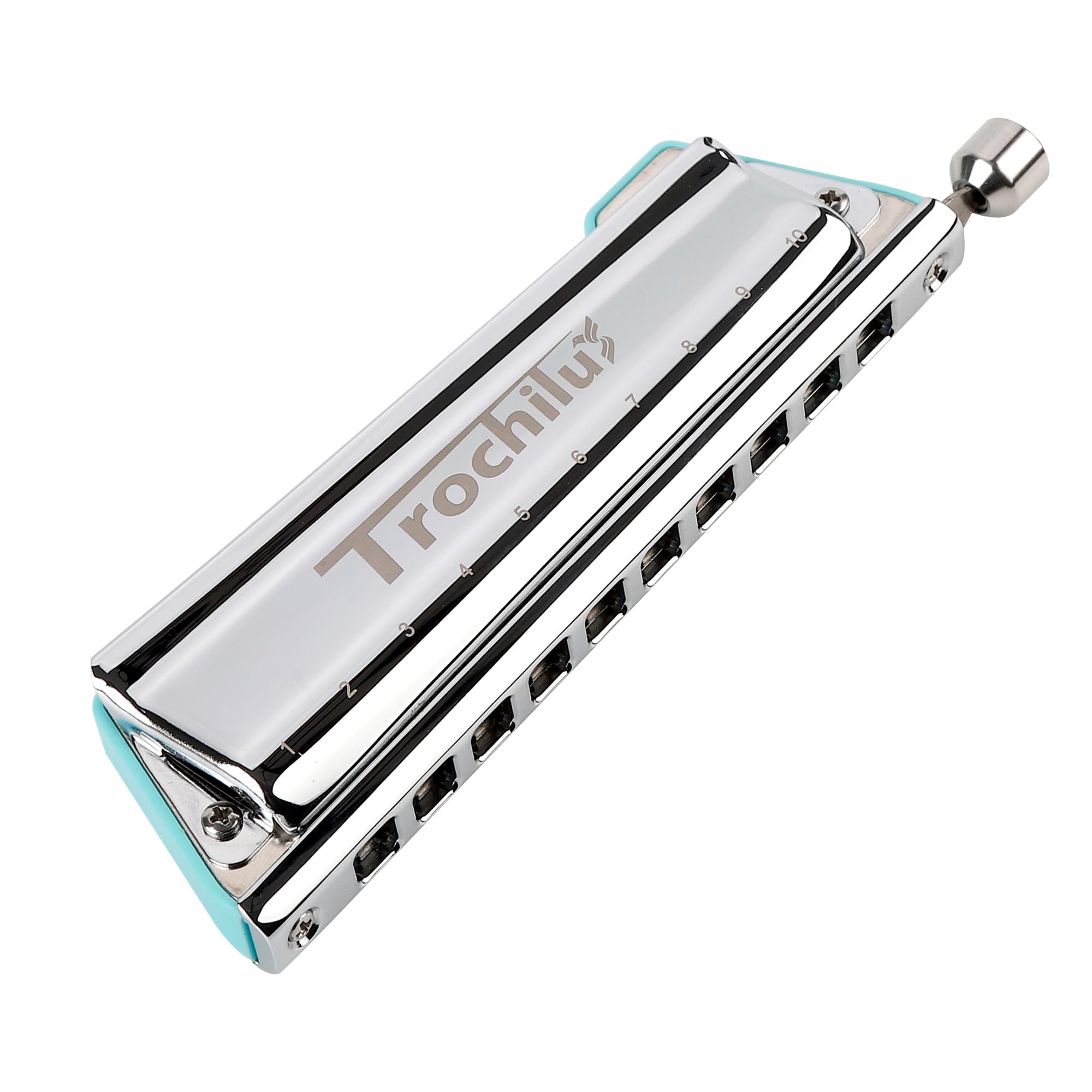 JDR Trochilus 10 Holes Chromatic Harmonica Key of C Armonica Valveless Harp Mouth Organ Chromonica with Case for Adults Professionals Beginners Kids Game Changer (Blues/Ritcher Tuning Key of C)