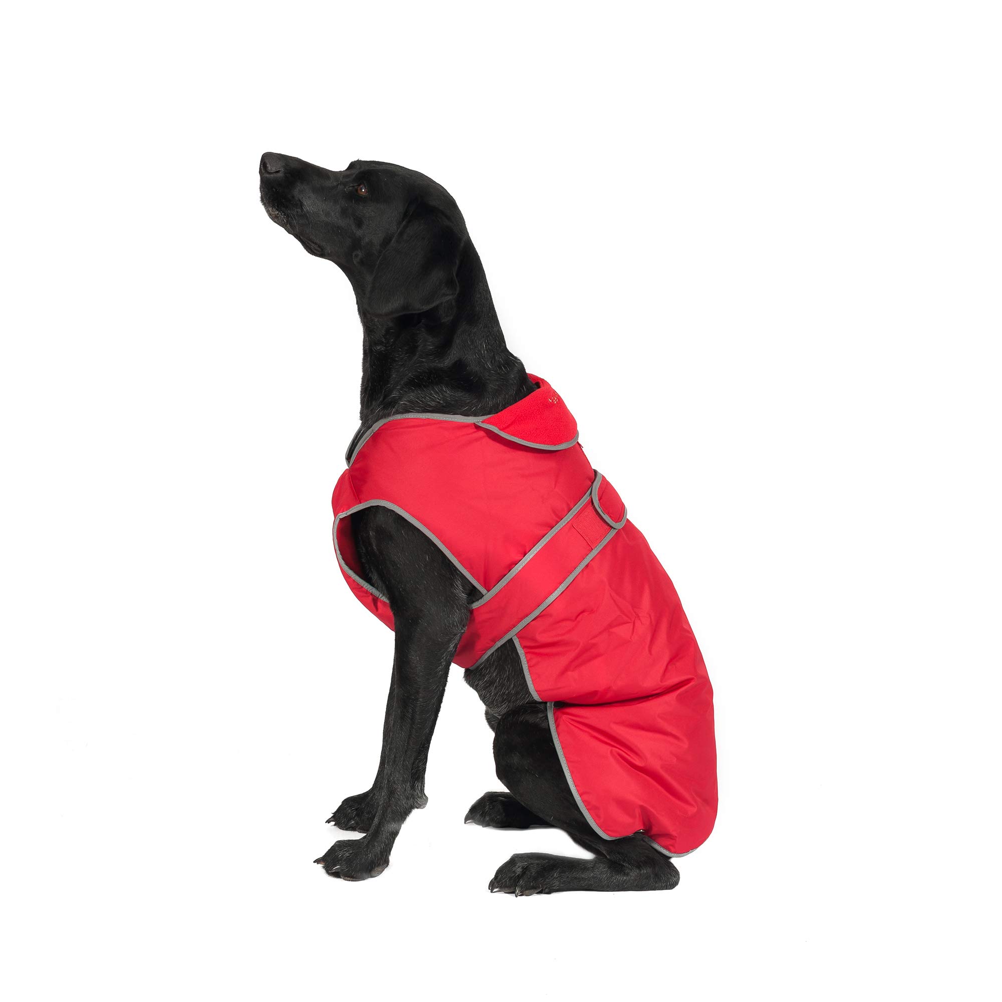 Ancol Muddy Paws All Weather Stormguard Dog Puppy Coat Poppy Red - Waterproof Pet Jacket with Fleece Lining and Chest Protector - Elasticated Neck - 35 cm Length up to 56 cm Girth - Small / Medium โ image 1