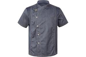 HULIJA Unisex Men Women Breathable Chef Jacket Cooking Coats Canteen Work Chef Coat Hotel Restaurant Work Uniform